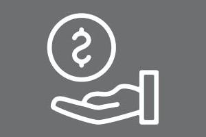 Hand holding a money sign icon